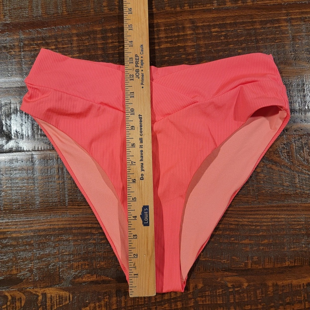 Victoria's Secret Pink Swim V Crossover High Waist Cheeky Bikini Sz Large Coral - Picture 4 of 9